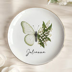 Custom Name & Birth Flower Butterfly Gifts For Her, Friends, Sisters - Personalized Jewelry Dish 3