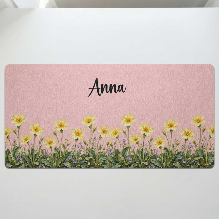 Custom Name & Birth Flower, Faux Oil Pastel Texture Gift For Girl, Besties, Her, Coworker - Personalized Desk Mat 2