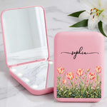 Custom Name & Birth Flower, Faux Oil Pastel Texture Gift For Girl, Besties, Her, Coworker- Personalized Mirror 1