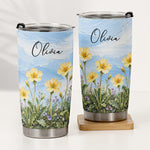 Custom Name & Birth Flower, Faux Oil Pastel Texture Gift For Girl, Besties, Her - Personalized Tumbler 3