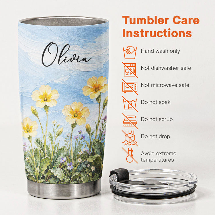 Custom Name & Birth Flower, Faux Oil Pastel Texture Gift For Girl, Besties, Her - Personalized Tumbler 5