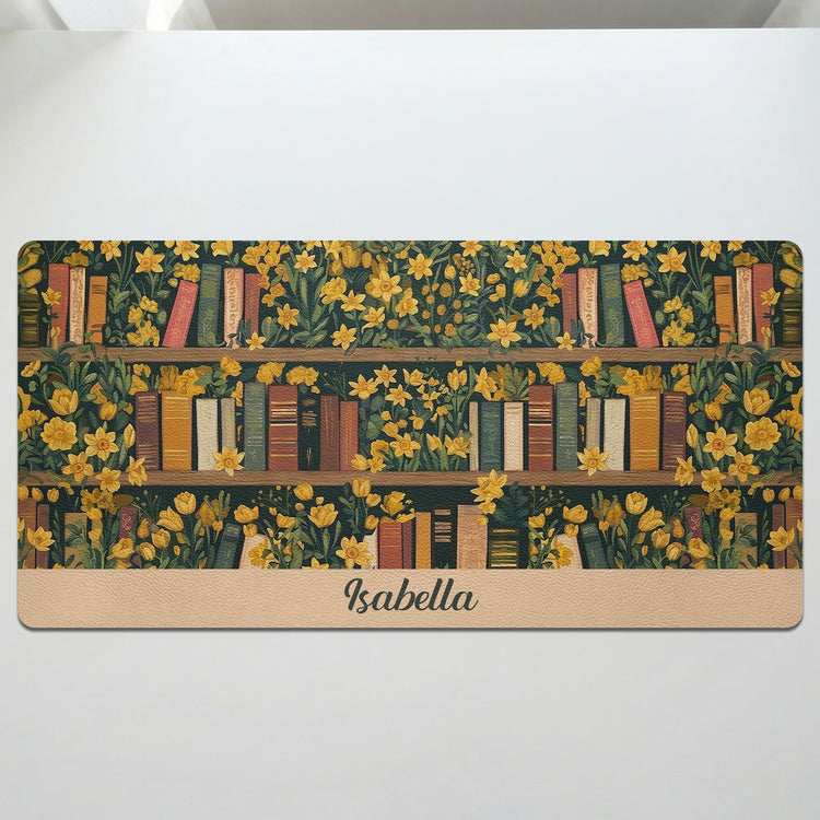 Custom Name & Birth Flower For Book Lovers Desk Decor New Version - Personalized Desk Mat 2