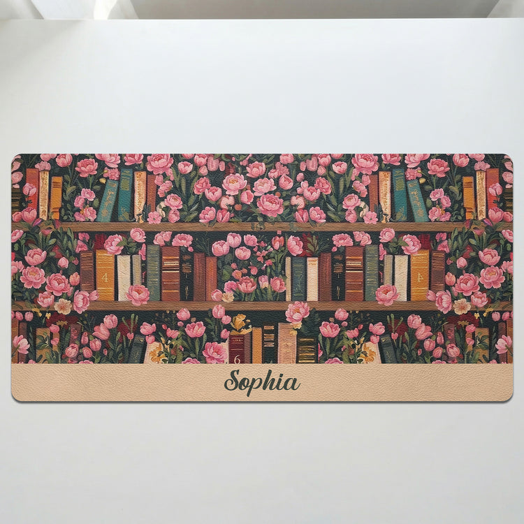 Custom Name & Birth Flower For Book Lovers Desk Decor New Version - Personalized Desk Mat 3