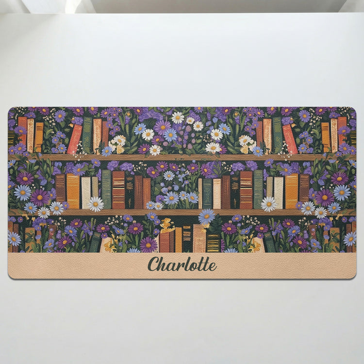 Custom Name & Birth Flower For Book Lovers Desk Decor New Version - Personalized Desk Mat 4