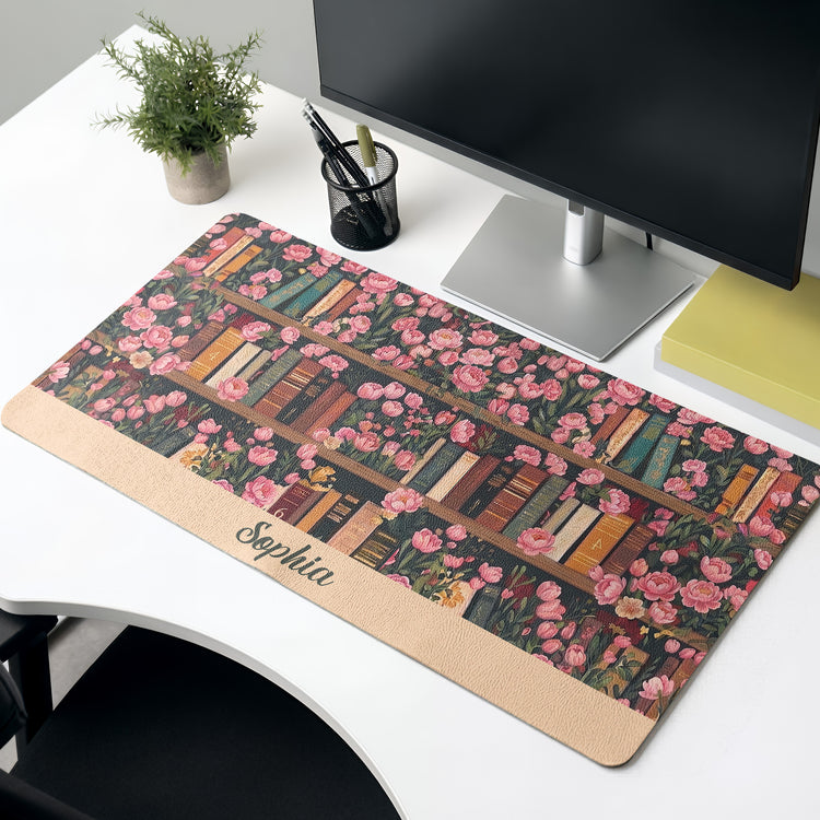 Custom Name & Birth Flower For Book Lovers Desk Decor New Version - Personalized Desk Mat 5