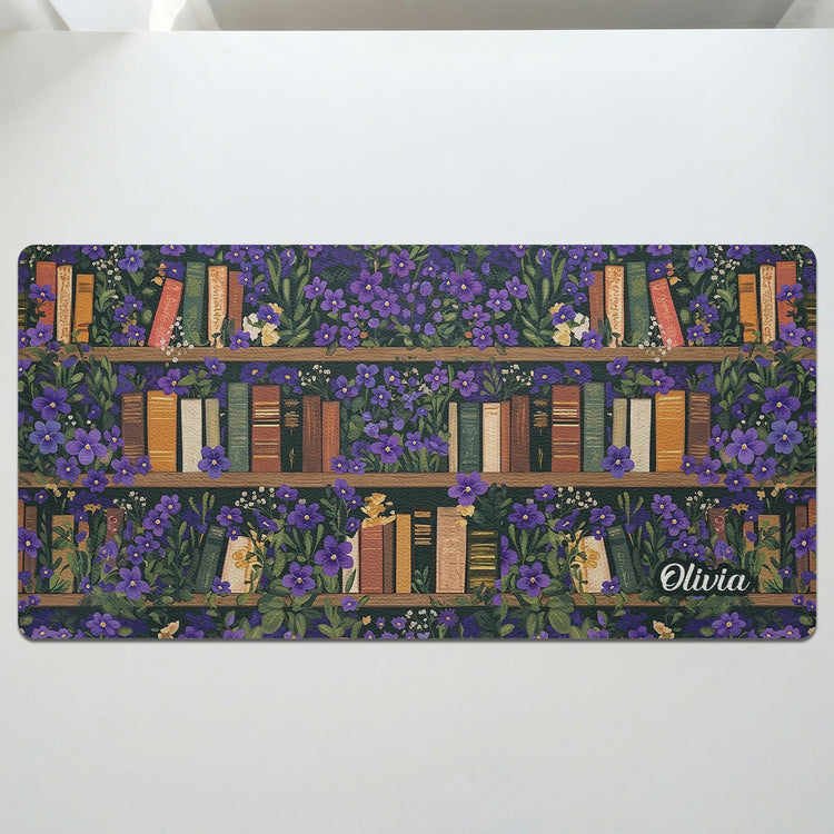 Custom Name & Birth Flower For Book Lovers Desk Decor - Personalized Desk Mat 3