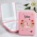 Custom Name & Birth Flower For Her BFF Besties Coworkers Bridesmaid - Personalized Mirror 3