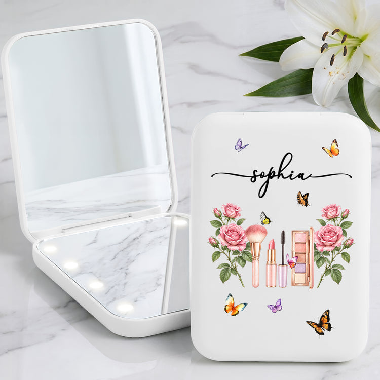 Custom Name & Birth Flower For Her BFF Besties Coworkers Bridesmaid - Personalized Mirror 8