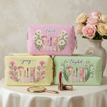 Custom Name & Birth Flower For Her BFF Besties Coworkers - Personalized Makeup Bag 3