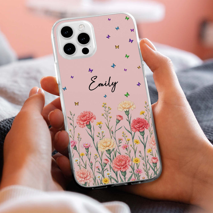Custom Name & Birth Flower For Her, Coworkers, Daughter, Friends - Personalized Phone Case 4