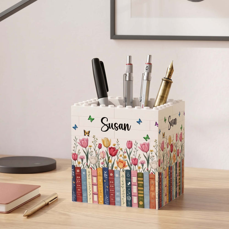 Custom Name & Birth Flower For Her, Cowrkers, Teachers, Boss, Friends - Personalized Pen Holder 2