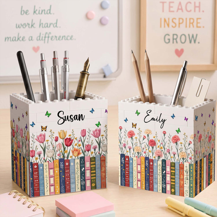 Custom Name & Birth Flower For Her, Cowrkers, Teachers, Boss, Friends - Personalized Pen Holder 3