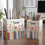 Custom Name & Birth Flower For Her, Cowrkers, Teachers, Boss, Friends - Personalized Pen Holder 4