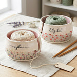 Custom Name & Birth Flower For Her, Daughter, Mom, Grandma, Knitting & Crochet Lovers - Personalized Yarn Bowl 1