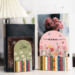 Custom Name & Birth Flower For Her, Friends, Book Lovers, Book Clubs, Daughter, Friends - Custom Book Ends 3