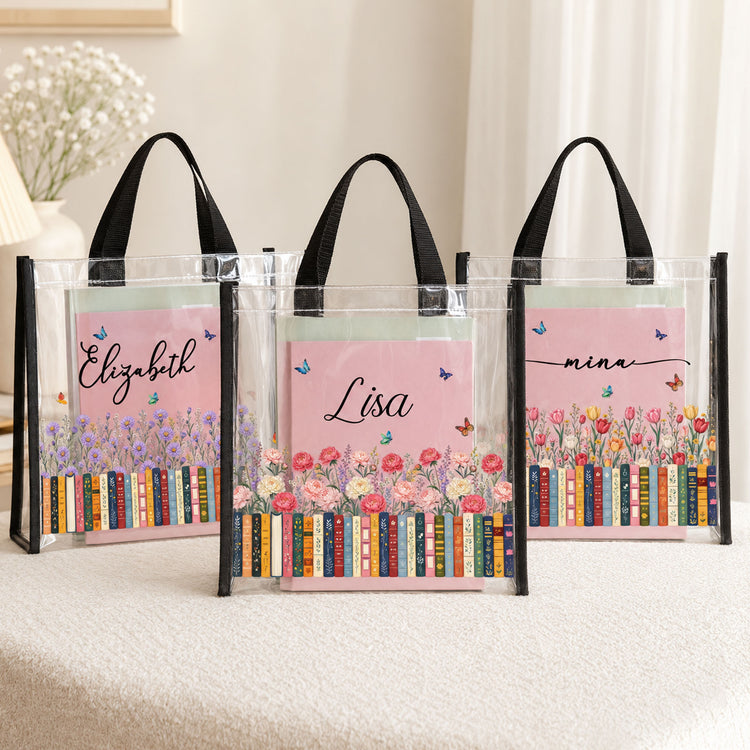Custom Name & Birth Flower For Her, Friends, Book Lovers, Book Clubs, Daughter, Friends - Custom Tote Bag 1