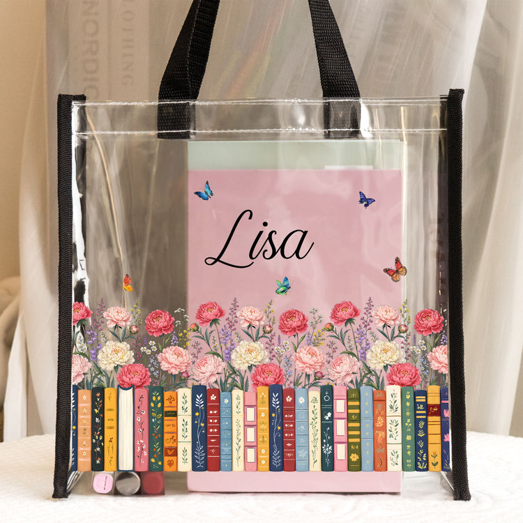 Custom Name & Birth Flower For Her, Friends, Book Lovers, Book Clubs, Daughter, Friends - Custom Tote Bag 3