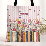 Custom Name & Birth Flower For Her, Friends, Book Lovers, Book Clubs, Daughter, Friends - Personalized Tote Bag 2