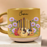 Custom Name & Birth Flower For Her Gift For Guitar Player - Personalized Mug 3