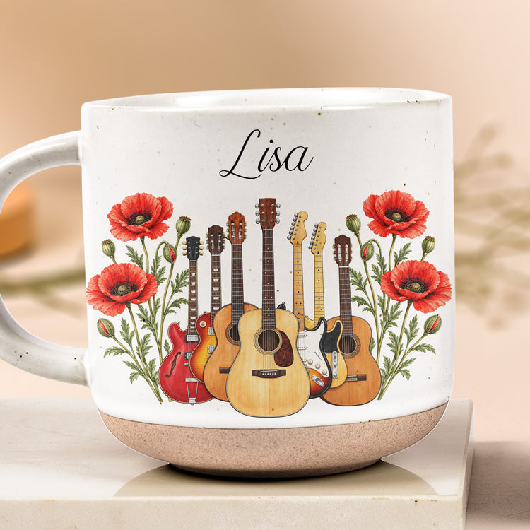 Custom Name & Birth Flower For Her Gift For Guitar Player - Personalized Mug 4