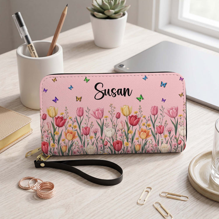 Custom Name & Birth Flower For Her, Teacher, Coworkers, Boss, Friends - Personalized Wallet 2