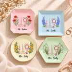 Custom Name & Birth Flower For Nurse Coworkers, Gifts For Her, Daughters, Sisters, Friends - Personalized Jewelry Dish 1