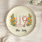 Custom Name & Birth Flower For Nurse Coworkers, Gifts For Her, Daughters, Sisters, Friends - Personalized Jewelry Dish 2