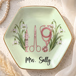 Custom Name & Birth Flower For Nurse Coworkers, Gifts For Her, Daughters, Sisters, Friends - Personalized Jewelry Dish 3