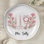 Custom Name & Birth Flower For Nurse Coworkers, Gifts For Her, Daughters, Sisters, Friends - Personalized Jewelry Dish 4