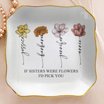 Custom Name & Birth Flower Friendship Ring Dish For Her, Friends, Soul Sisters - Personalized Jewelry Dish 4
