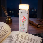 Custom Name & Birth Flower Gifr Fo Book Lovers, Bookworm - Personalized Reading Lamp 2