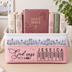 New Version God Says I Am Name & Birth Flower For Her - Personalized Storage Basket 1