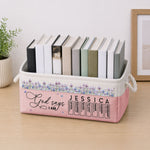 New Version God Says I Am Name & Birth Flower For Her - Personalized Storage Basket 2