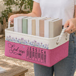 New Version God Says I Am Name & Birth Flower For Her - Personalized Storage Basket 3