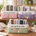 Custom Name & Birth Flower Just A Girl Who Loves Books New Version - Personalized Storage Basket 1