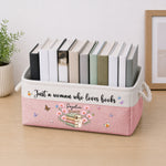 Custom Name & Birth Flower Just A Girl Who Loves Books New Version - Personalized Storage Basket 2