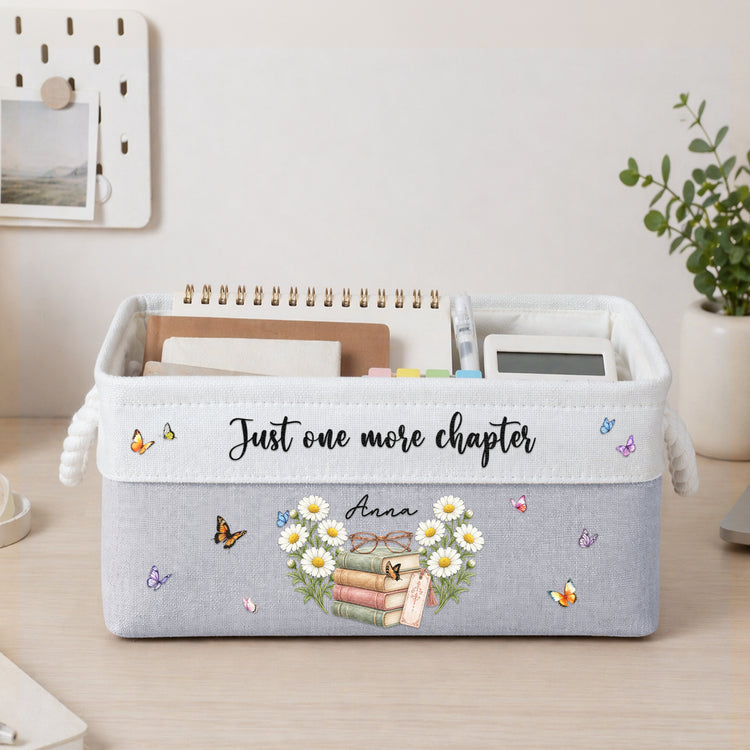 Custom Name & Birth Flower Just A Girl Who Loves Books New Version - Personalized Storage Basket 5