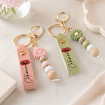 Custom Name & Birth Flower Keychain Gift For Her - Personalized Beaded Keychain 2