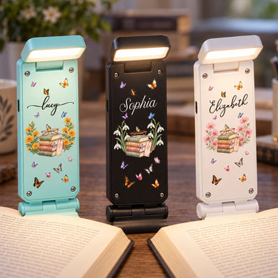 Custom Name & Birth Flower New Version Gifts For Her, Book Lovers, Book Club - Personalized Reading Lamp
