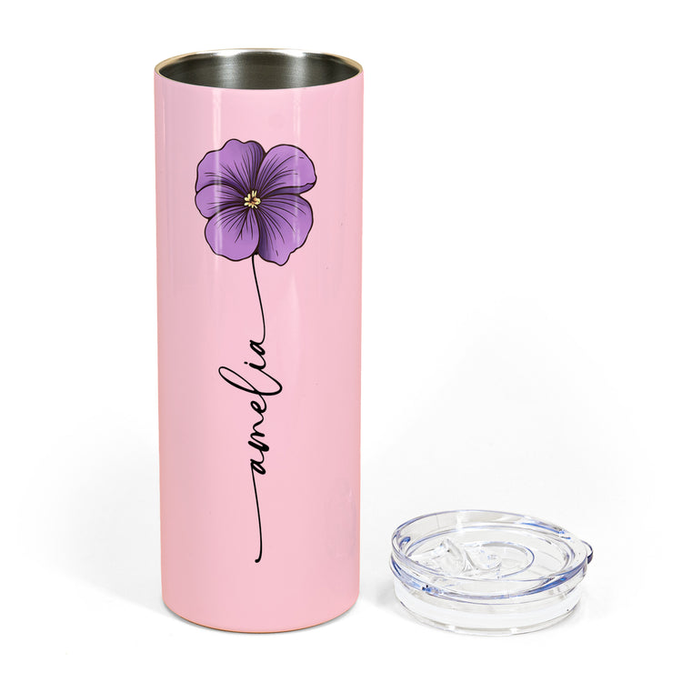Custom Name & Birth Flower Skinny Tumbler Gift For Her - Personalized Tumbler 2