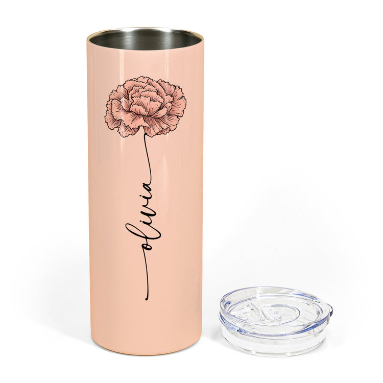 Custom Name & Birth Flower Skinny Tumbler Gift For Her - Personalized Tumbler 3