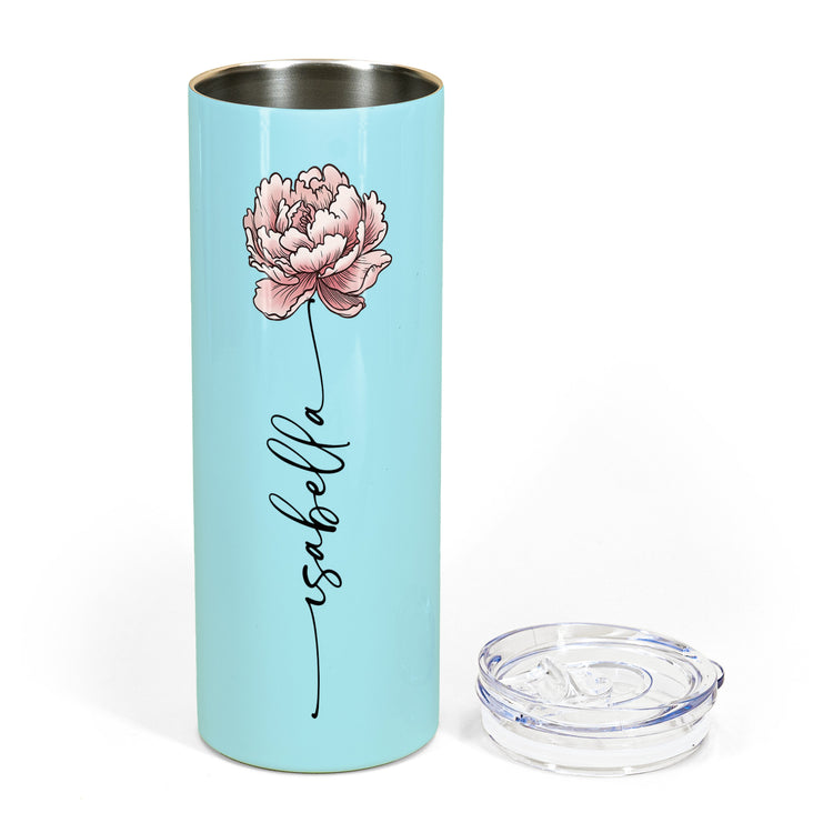 Custom Name & Birth Flower Skinny Tumbler Gift For Her - Personalized Tumbler 4