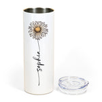 Custom Name & Birth Flower Skinny Tumbler Gift For Her - Personalized Tumbler 5