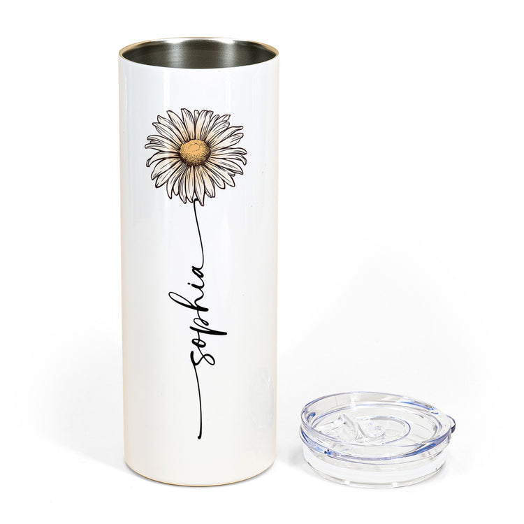 Custom Name & Birth Flower Skinny Tumbler Gift For Her - Personalized Tumbler 5