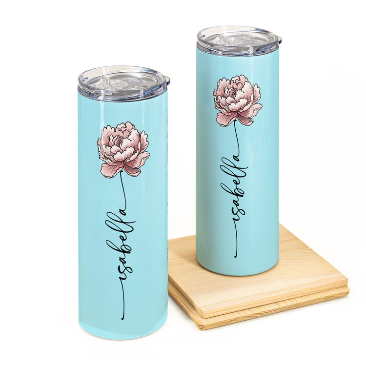 Custom Name & Birth Flower Skinny Tumbler Gift For Her - Personalized Tumbler 6