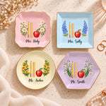 Custom Name & Birth FLower Thank You Back To School Gifts For Teacher - Personalized Jewelry Dish 1