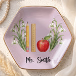 Custom Name & Birth FLower Thank You Back To School Gifts For Teacher - Personalized Jewelry Dish 3