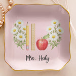 Custom Name & Birth FLower Thank You Back To School Gifts For Teacher - Personalized Jewelry Dish 5