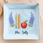 Custom Name & Birth FLower Thank You Back To School Gifts For Teacher - Personalized Jewelry Dish 6