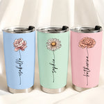 Custom Name & Birth Flower Tumbler Birthday Gift For Her - Personalized Tumbler 1